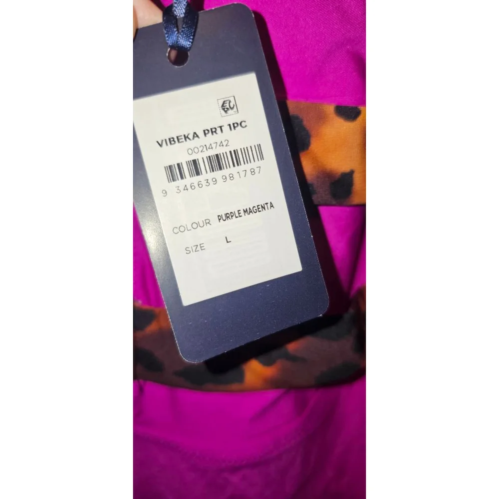 New City chic branded magenta leopard one piece swim suit